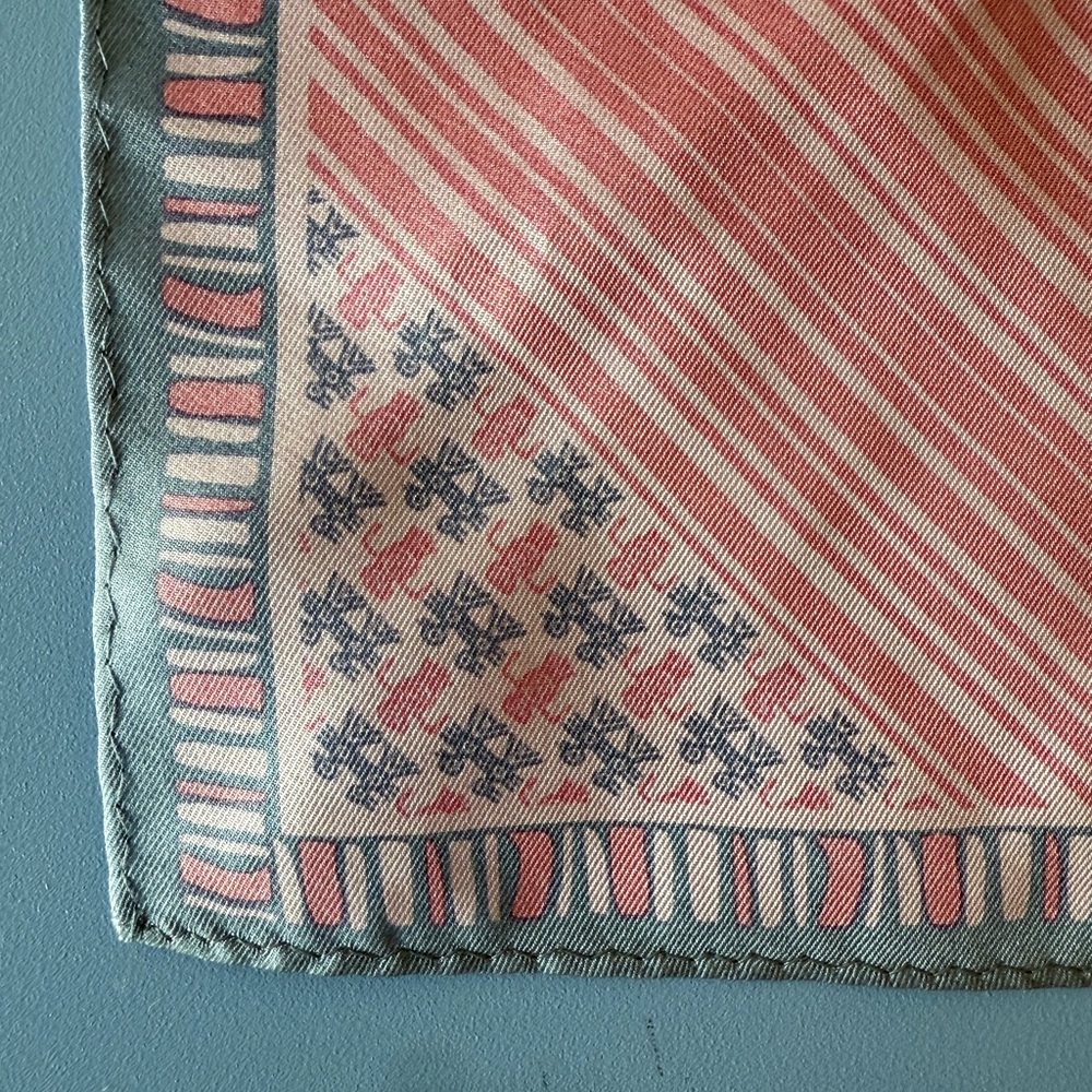 Stylish Pink and Blue Patterned Pocket Square
